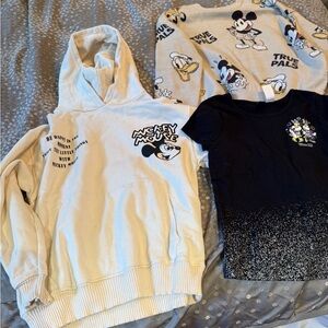 Disney Mickey Mouse Hoodie, Black T-Shirt and beige sweater, Girls Size 12 or 13